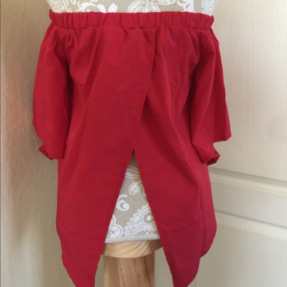 Red Off The Shoulder Blouse - Picture 3 of 8